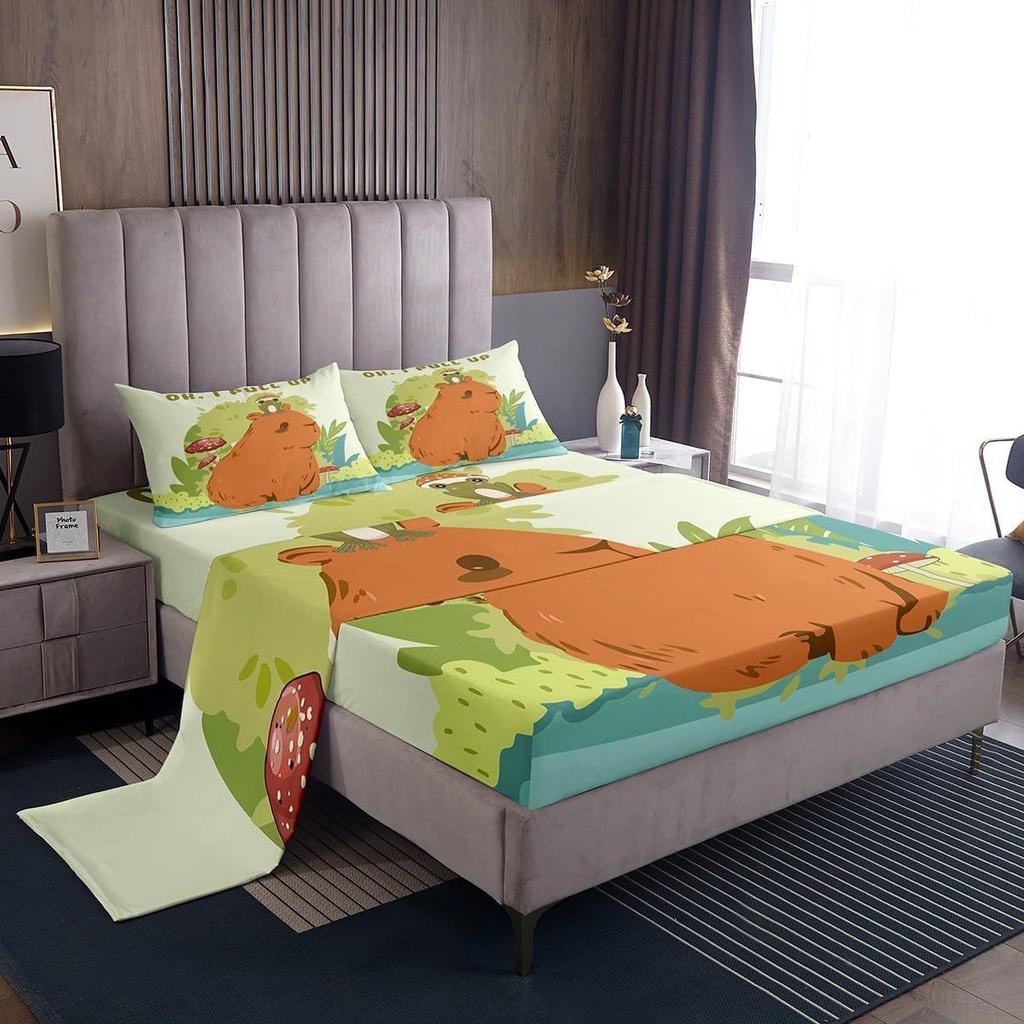 Cartoon Animal Dog Pattern Bed Hat Four-Piece Bedding Set Bedroom Dormitory Bedding Decoration