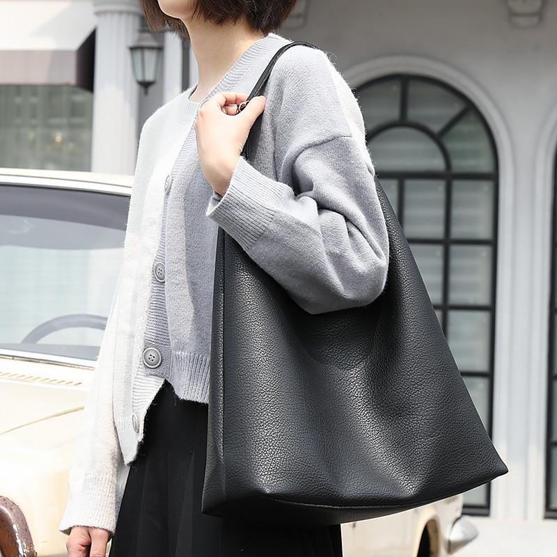 IELGY Korean version of simple lychee pattern handbag, casual pu leather mother bag, fashionable large-capacity shoulder women's bag
