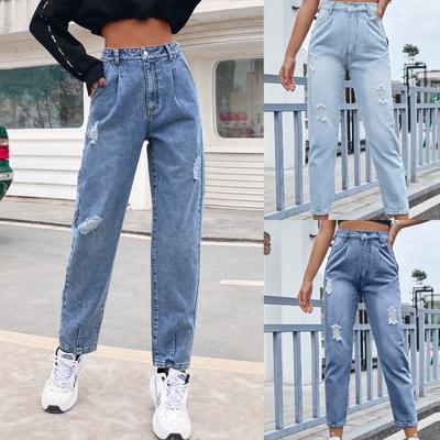 Nieuwe High Waisted Jeans voor Afslanking, Rechte Pijp, Losse en Wijde Pijp, Dad Pants voor Meisjes