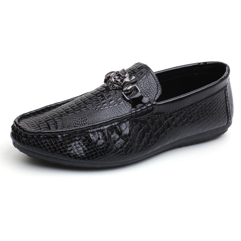Men's Crocodile Pattern Moccasins - Trendy Korean Casual & British Driving Shoes