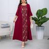 Elegant Plus Size Patchwork Flare Sleeve Dress for Spring & Autumn