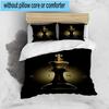 Golden Chess King On Black 3pcs Bedding,Including 1pc Duvet Cover And 2pcs Pillowcases Perfect for Christmas,Ideal for Bedroom, Dormitory