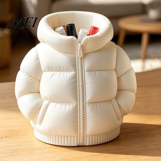 Pen Holder Puffer Jacket Shaped Cup, 3D Printed Desk Organizer, Creative And Pencil Coat for Makeup Brushes, Home Office Decor Classroom Organizer
