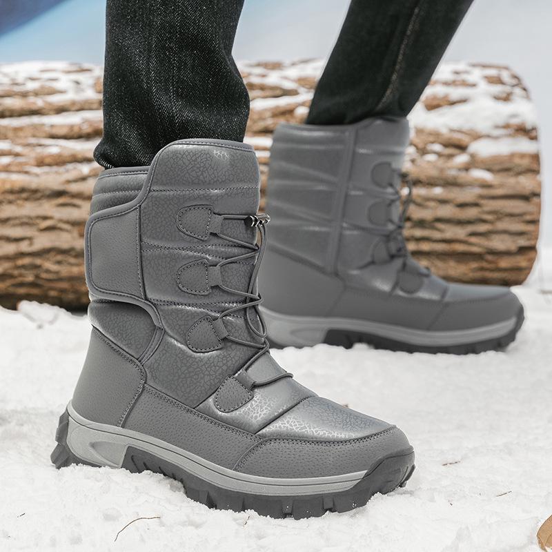 

Plush Lined Winter Snow Boots, Leather & Fur, Thickened Warmth, Extreme Cold Cotton Shoes for -40°C. Size 44