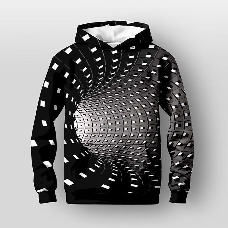 Boys 3D Optical Illusion Hoodie Long Sleeve 3D Print Fall Winter Active Sports Fashion Kids 3-13 Years Outdoor Daily Indoor Regular Fit