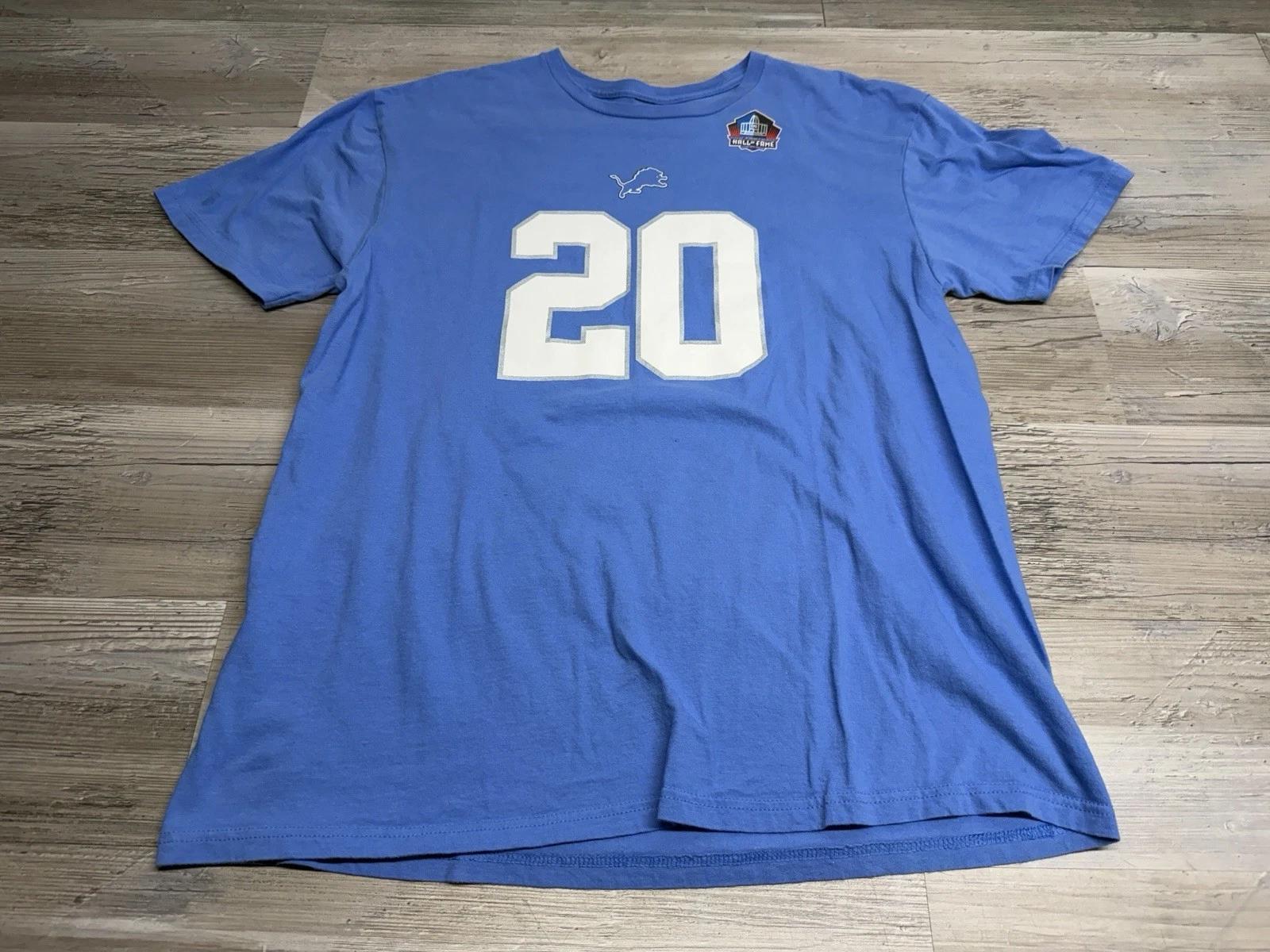 Vintage NFL Hall of Fame Barry Sanders Detroit Lions Short Sleeve T-Shirt Size L M