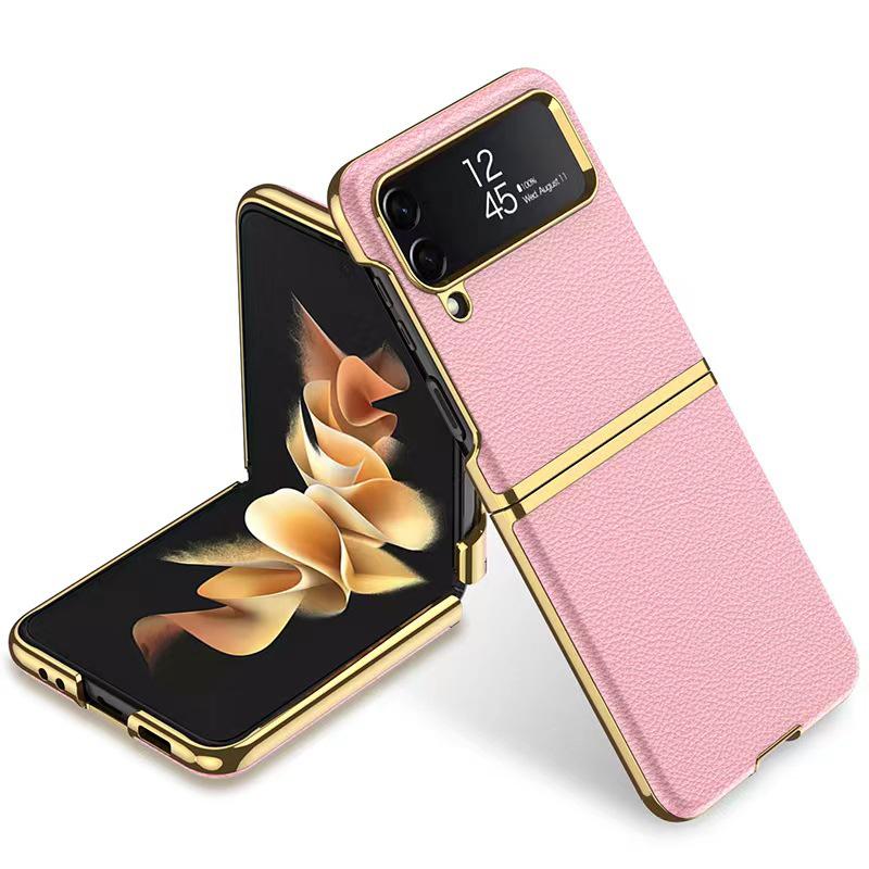Samsung Galaxy Z Flip 4 5g Kılıf Kaplama 3d Yüzey Düz Deri Mat Sert Pc Anti-Fall Kılıf Galaxy Z Flip 4 5g Fundas için