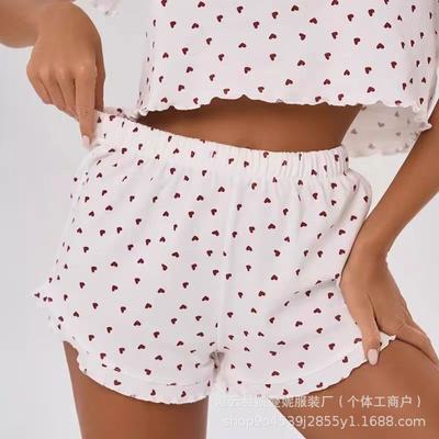 Popular Loungewear Printing Casual European and American Can Wear Short-sleeved Shorts Two-piece Set Pajamas Women