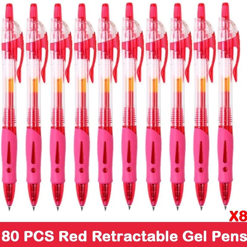 10/100 PCS Roise Retractable Gel Pens Set Black/Red/Blue Ink Ballpoint for Writing Refills Office School Supplies Stationery
