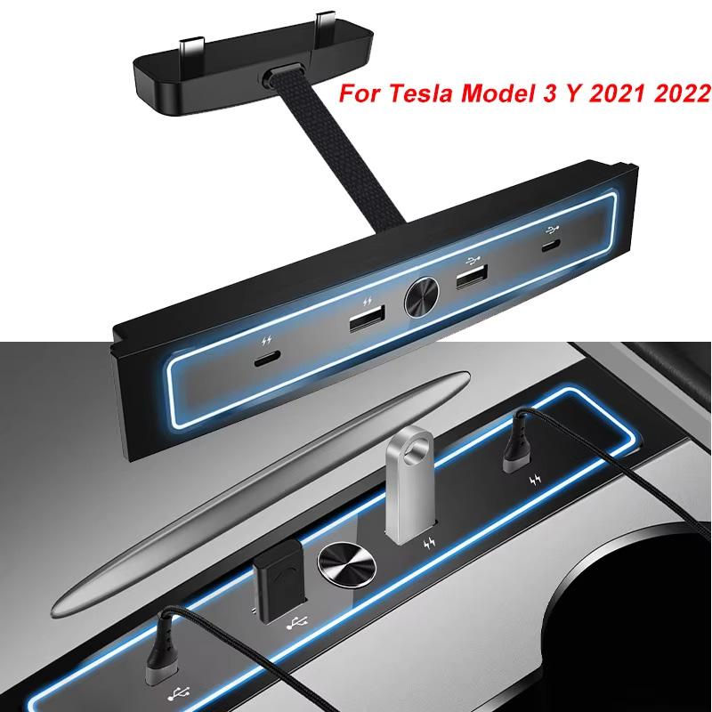 For Tesla Model 3 Y 2026-2026 27W Quick Charger USB Splitter Hub Intelligent Docking Station Powered Extension Fast Charging
