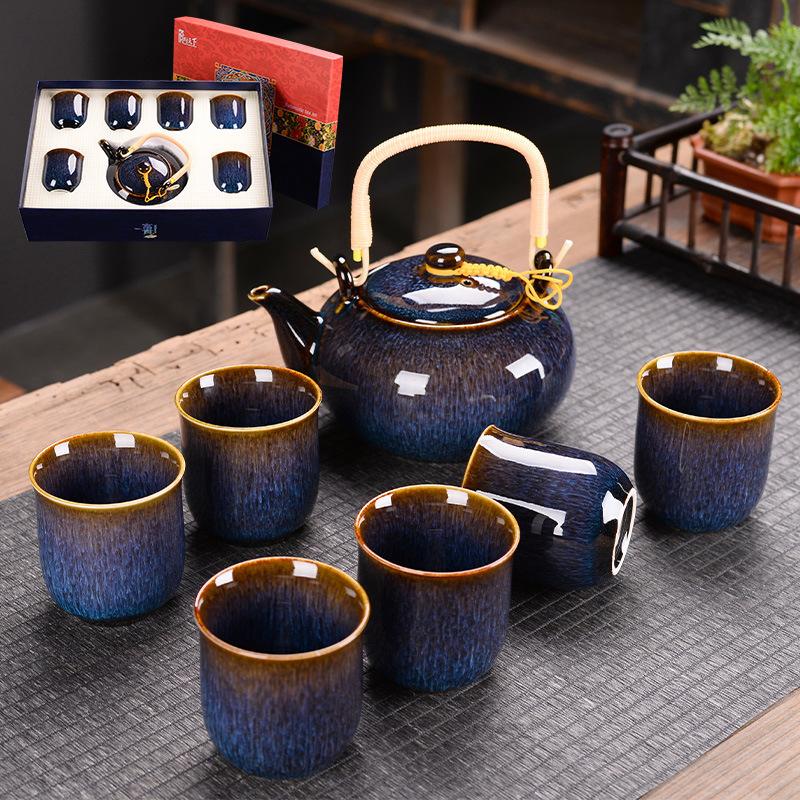 Ge Kiln Open Tea Set, Full Set Of Kung Fu Ceramics, Household Dehua Teapot Gift Box, Business Gift.