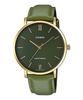 CASIO Quartz Mens Watch MTP-VT01GL-3B Gold Green Leather Band Overseas Model
