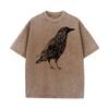 Sketch Bird Graphic Crew Neck Washed Tshirts Mother Day Tees Short Sleeve Classic  Cotton Funny Washed Tees Outdoor Adult