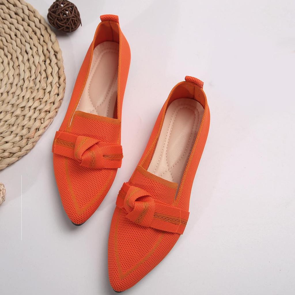 Damen Leichte Atmungsaktive Schleife Spitzschuh Slipper