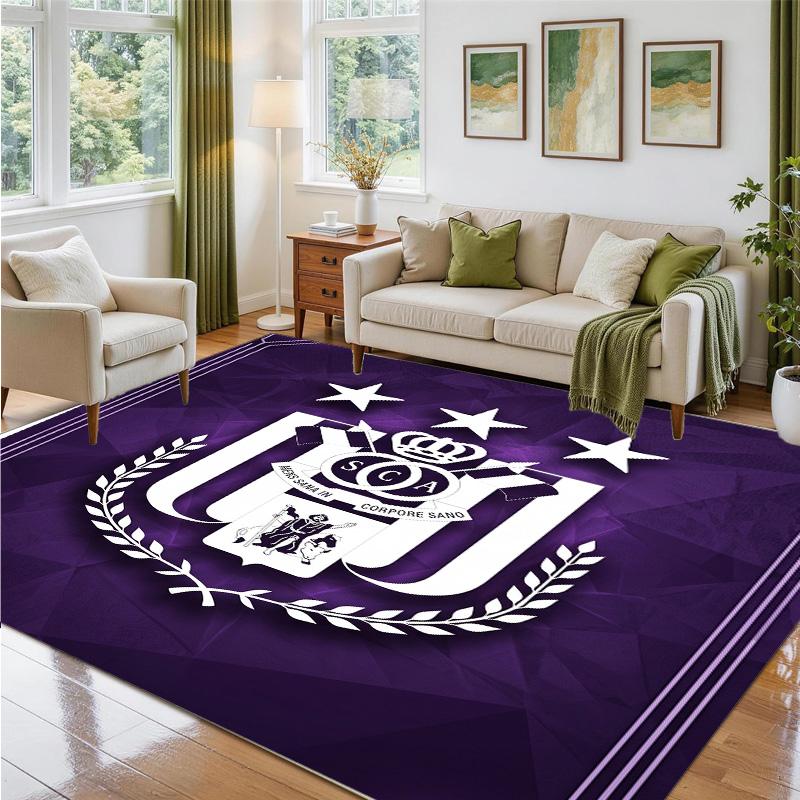 Anderlecht FC Design Crystal Velvet Rug Soft Decorative Mat for Bedroom Entrance