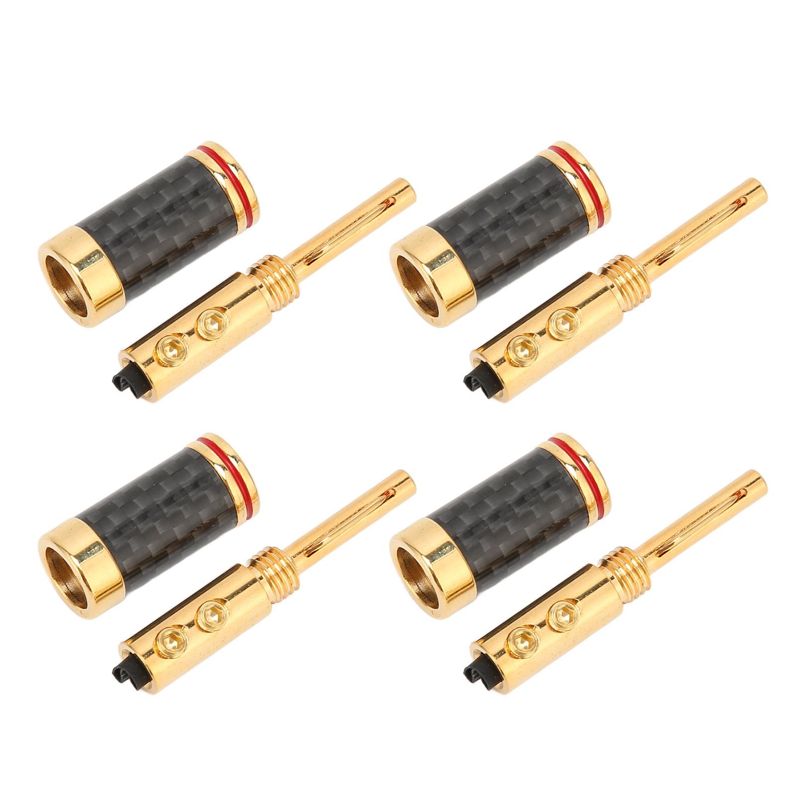 

4 шт. банановый штекер, латунный, позолоченный, черный, карбоновый, разъем для провода 5 мм