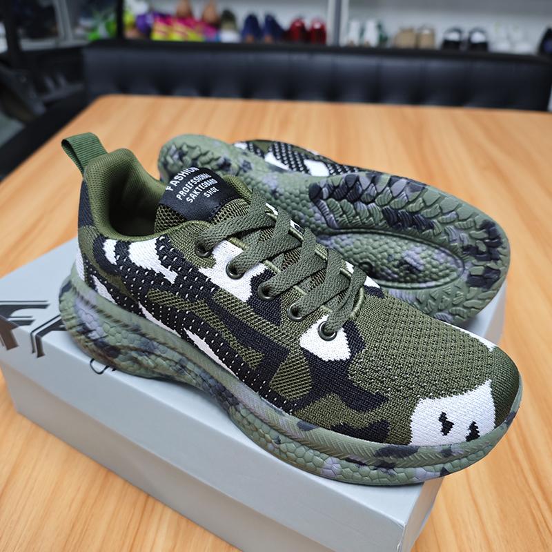 Fashion Green Camouflage Shoes for Women's Spring Outdoor Training, Running Leisure Sports Mesh Fabric for Men's Sports Running Shoes