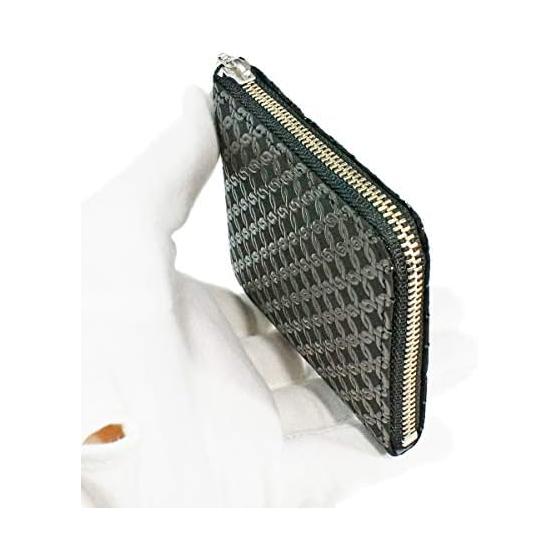 Inden-ya Inden Coin Case F-Coin Case 08 Deer Leather Black Base x Black Lacquer Ring Connect Small Pattern 1008-01-177 L-shaped Zipper Coin Case Made