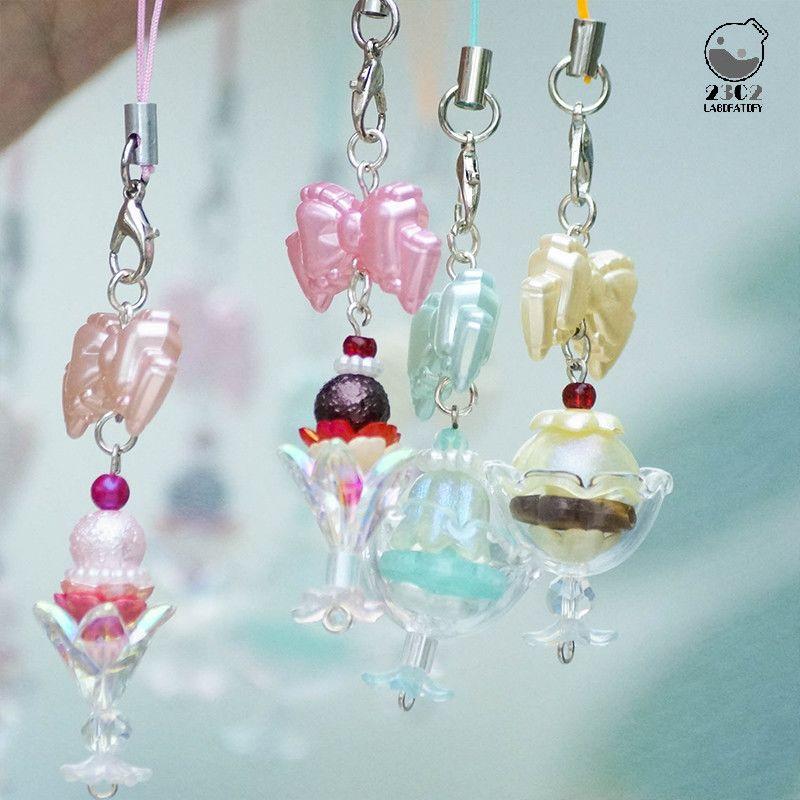 Pendente per Telefono Stile Giapponese Stile Retrò Ciondoli Carini Design Gelato Perla Per Chiave di iPhone 16 Airpod Auricolari Ins Corea Y2K