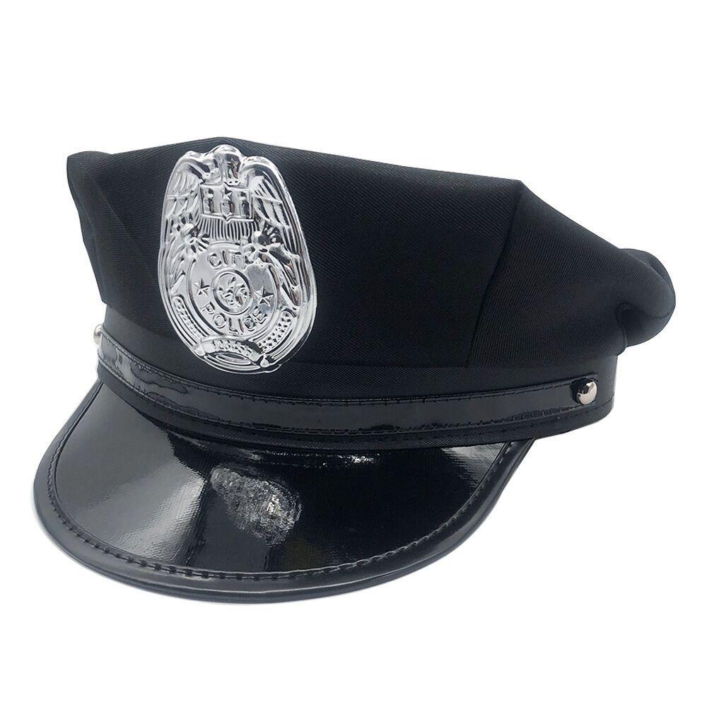 Xianyi Black European and American Police Hat Temptation Octagonal Hat Flat Top Versatile Halloween Cosplay Prop M1