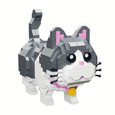 673PCS Blue Cat Building Blocks Cute Pet Animal Model Bricks Creative Desktop Decoration Children’s DIY Toys Idea Birthday Gifts No Box
