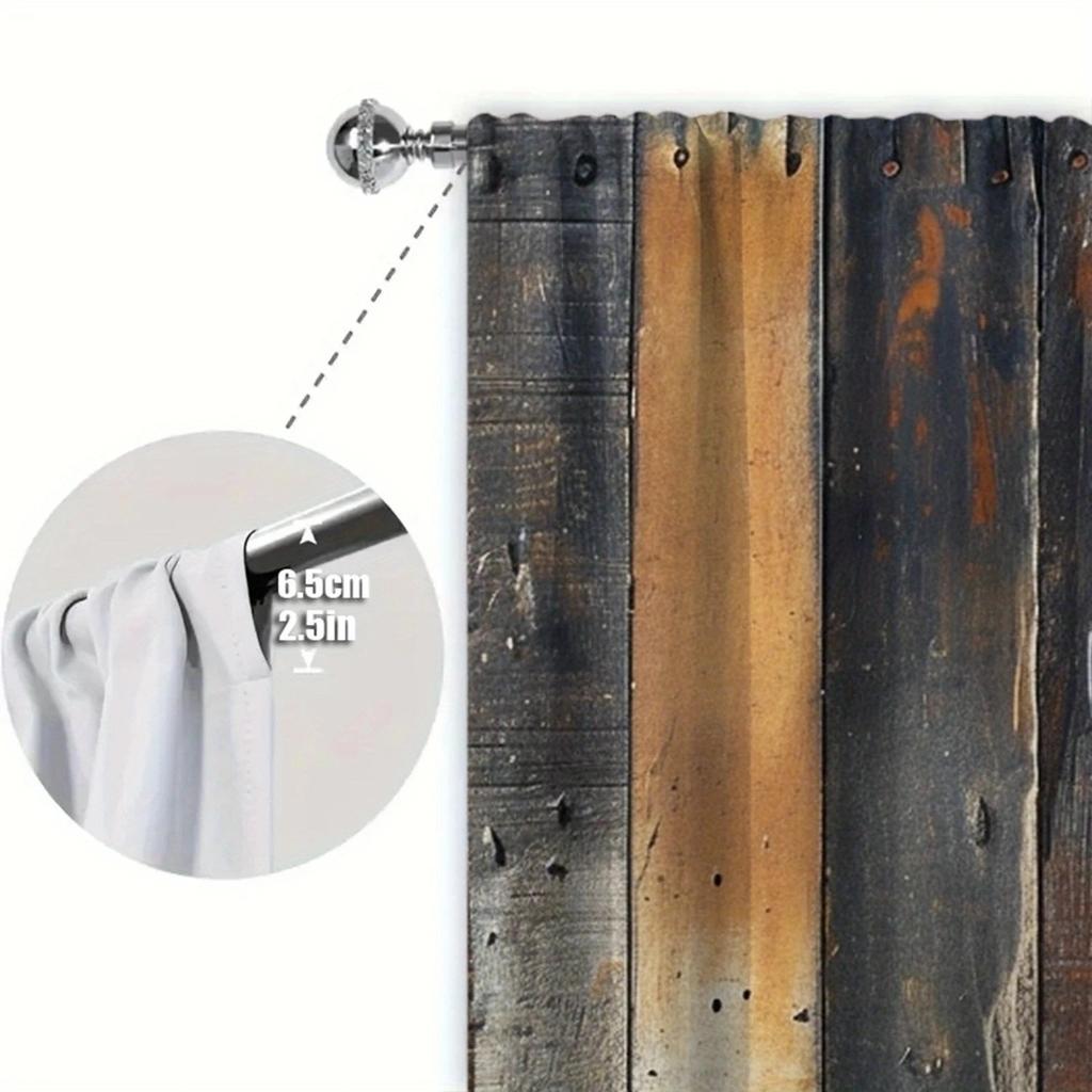 Splicing Wood Printed Curtain Home Decor Window Treatment Bedroom Kitchen Living Room With Rod Pocket Polyester Ideal For