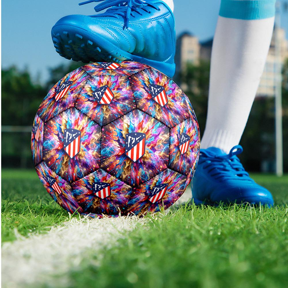 Atletico Madrid Theme Soccer Ball Size 5 Soccer Ball Soft Touch Professional Training Football for Outdoor Sports