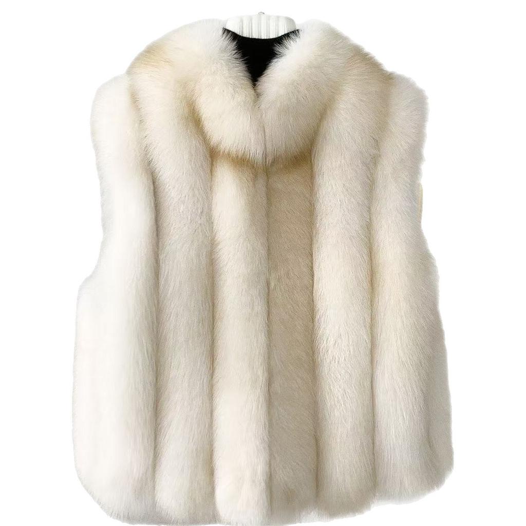 High-end explosion Nordic snow fox fur vest women's short new stand-up collar fashionable stacked real hair vest