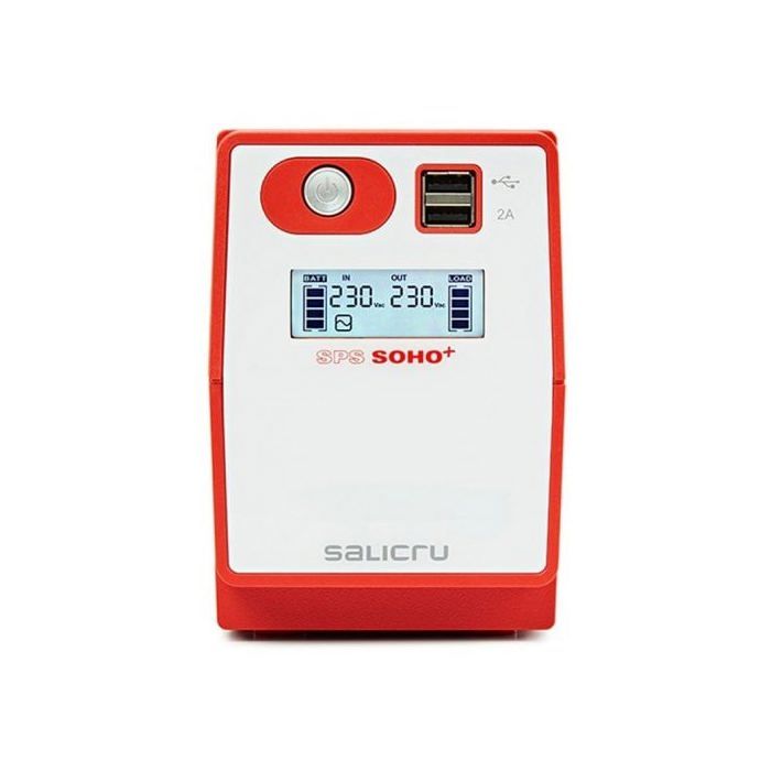 Onduleur SALICRU SPS SOHO+ SPS 500 SOHO+ - CA 230 V - 300 Watt - 500 VA - USB - 2 Connecteurs De Sortie