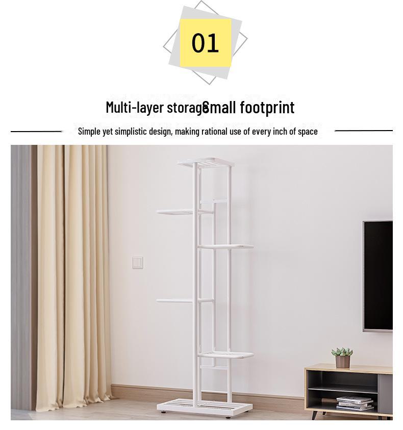 Sorno 6-Tier Iron Flower Rack for 7 Pots - Indoor/Outdoor Use, Ideal for Balcony or Living Room