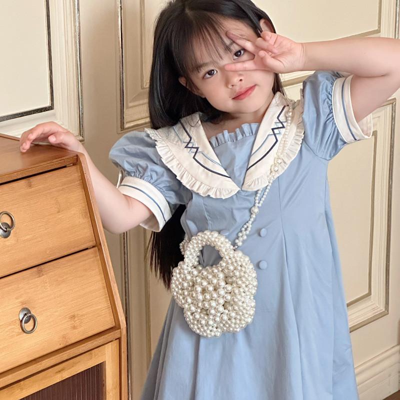 Charming Pearl Flower Design Mini Handbag Perfect For Kids Versatile Summer Use