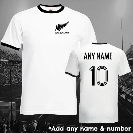 New Zealand Personalised Football Ringer T-shirt Unisex Gift World Cup Kiwi S
