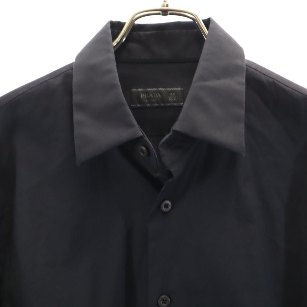 Prada Made In Italy Long Sleeve Shirt 40 Black Stretch Men's Used