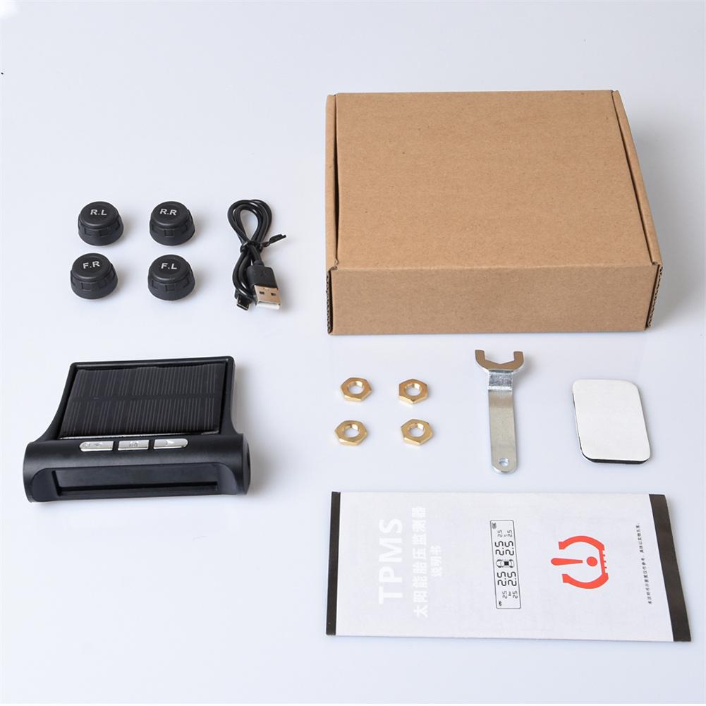 Tire Pressure Monitoring Systems Solar Car Digital Display Wireless Solar Power With Real Time Monitor Pressure Temperature Automotive TPMS