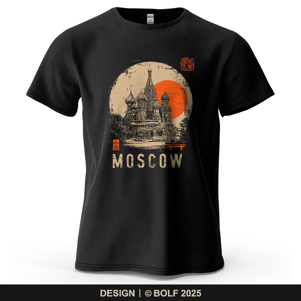 Moscow Scene Printed Men's T-Shirt Oversized Vintage Artistic Graphic Tees for Women Tops Tees Casual Streetwear