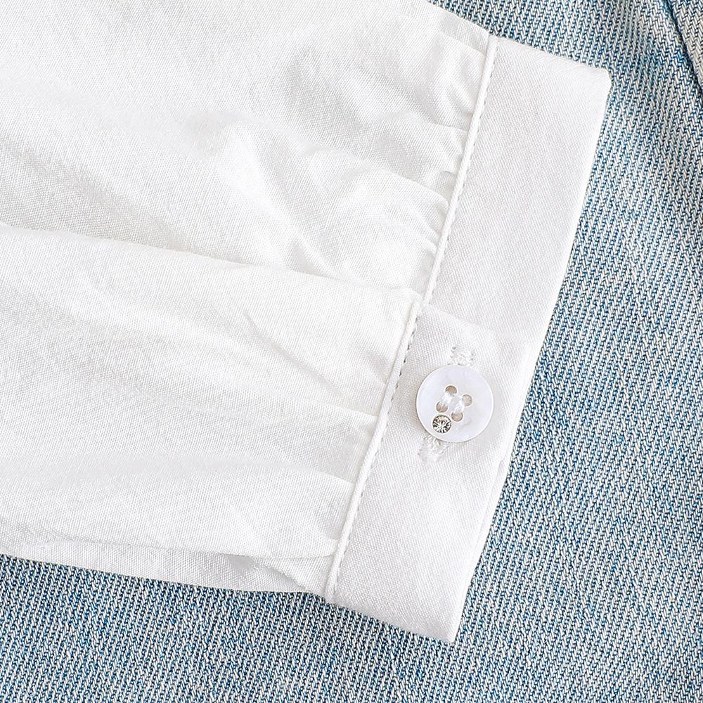 Girls Pure Cotton White Long Sleeve Shirt Lace Floral Embroidery Peter Pan Collar Kids Back To School Outfit