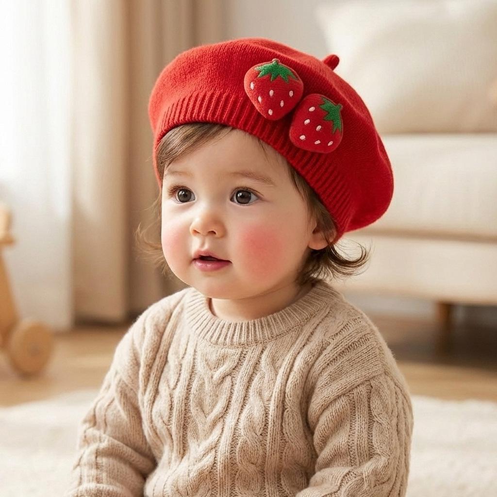 New Baby Beret Hat, Soft and Breathable Newborn Fontanel Protection Hat, European and American Style Children s Painter Hat 1 белый