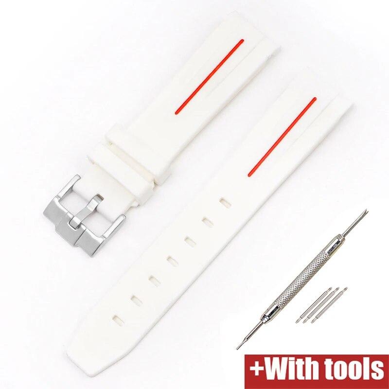 20/21/22mm Curved End Rubber Strap for Rolex Stainless Steel Buckle Men Women Sport Waterproof TPU Replacement Bracelet Band