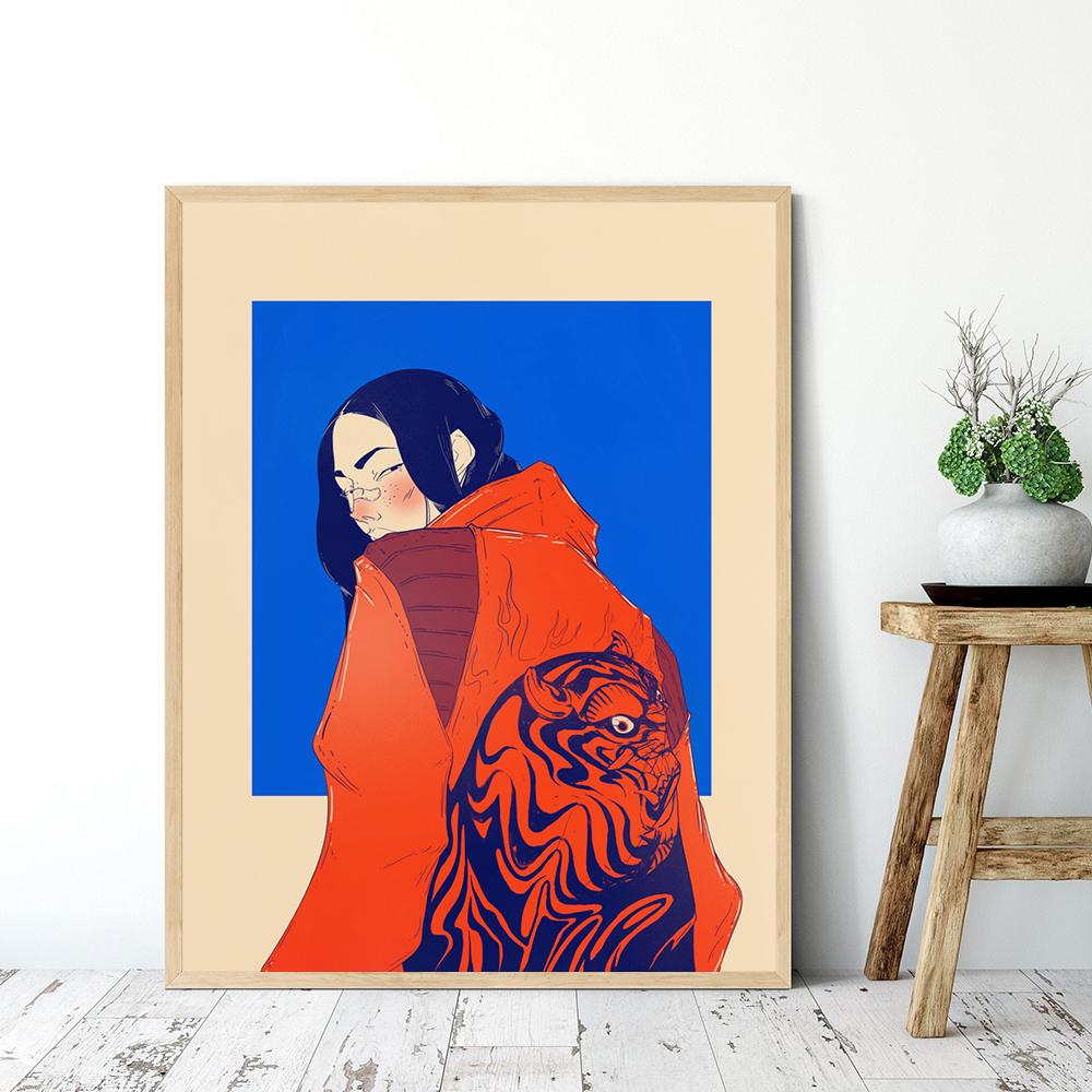 Japanese Canvas Print La Tinta Cat Poster Art Vintage Magazine Painting Wall Pictures For Living Room Home Decoration No Frame