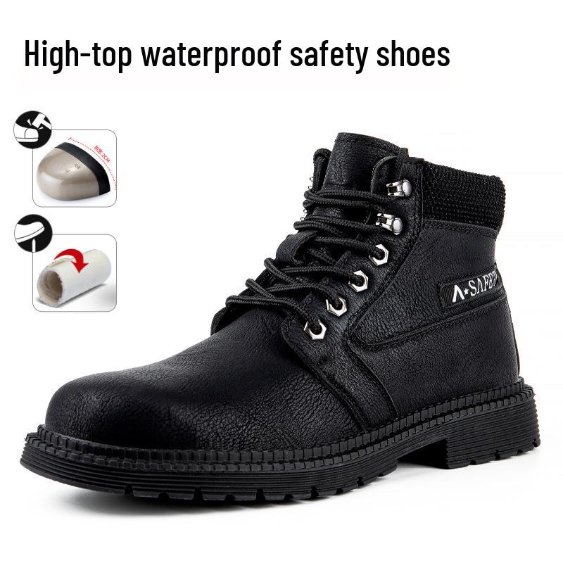 Men's High-Top Anti-Smash, Anti-Puncture, Non-Slip, Water-Repellent Work Boots for Outdoor, Wear-Resistant and Comfortable for Long-Standing.