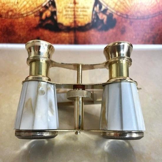 Mosiężne lornetki, lornetki operowe z wzorem z masy perłowej, regulowana ostrość i uchwyt