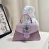 Fashion Rhinestone Women's Handbags Vintage Buckle Square One Shoulder Bags 2025 New Solid Color PU Chain Crossbody Bag
