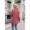 Autumn and Winter Casual Fashion Loose Plaid Pocket Women's Blouses & Shirts
