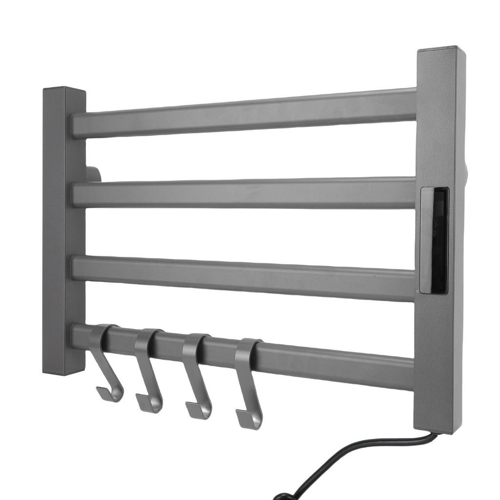 4 Towel Warmer Rack Smart Touch Control Wall Mounted Towel Heater Rack for Bathroom Gray Right Line 45x35cm