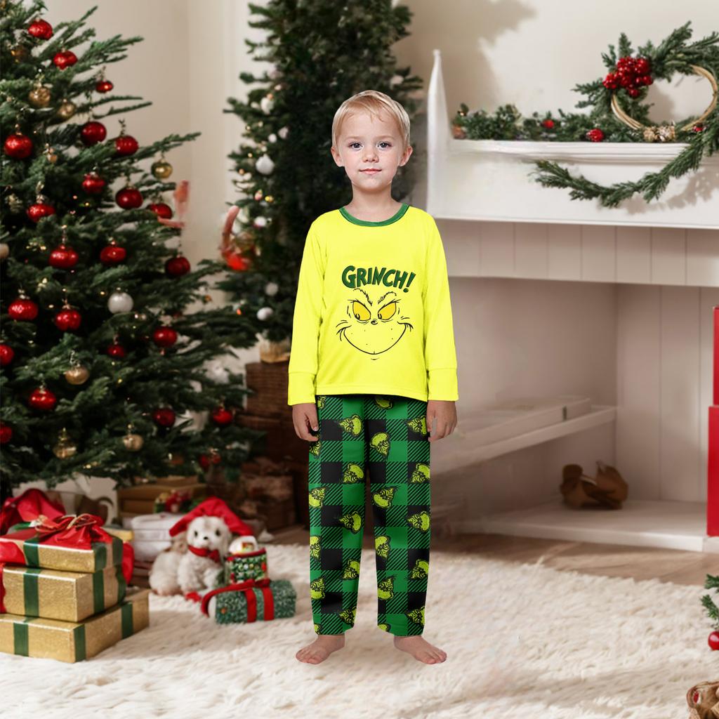 Christmas Print Cute Family Set Pajamas, Home Clothes, Family Set Long Sleeve Top Pants Set