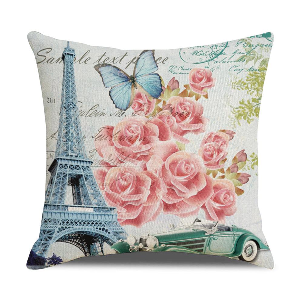 New Vintage Floral Pillow Linen Printed Sofa Home Office Decorative Cushion Cover