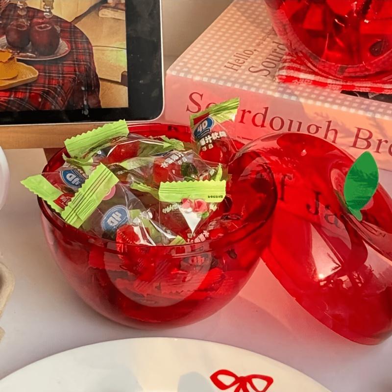 Gift for Her/Him 6pcs of Red Apple-Shaped Plastic Large-Capacity Candy Boxes,3.94In X 3.46In. Suitable for Weddings, Birthdays