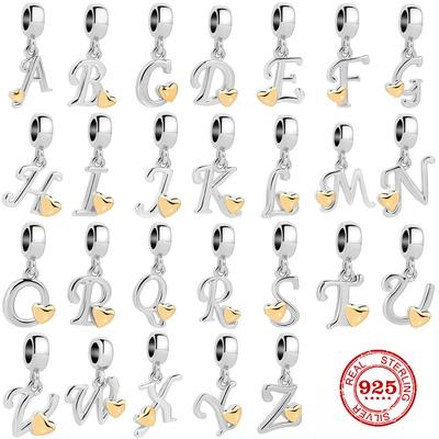 New 925 Silver 26 Letter A -Z Hang Charm Fine Beads Fit Original Lady 'S Bracelet Charms Silver 925 Bracelet Fashion Jewelry For Women