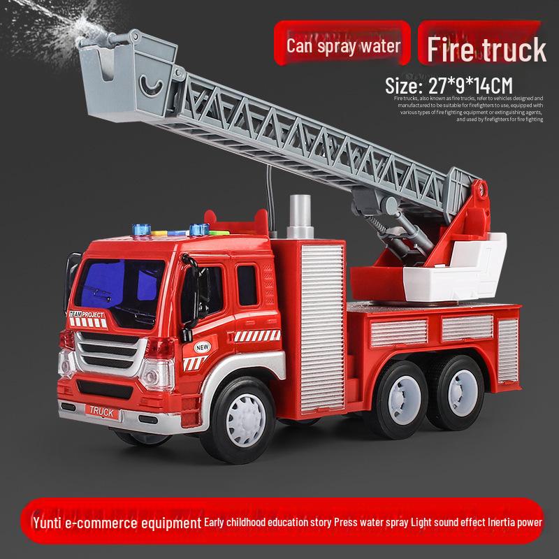 

Большая инерционная пожарная машина с разбрызгивателем и подъемной лестницей