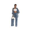  Cross-border European and American Fashion Women's Clothing Amazon Denim Long-sleeved Button-down Wide-leg Casual Pants Commuter Suit